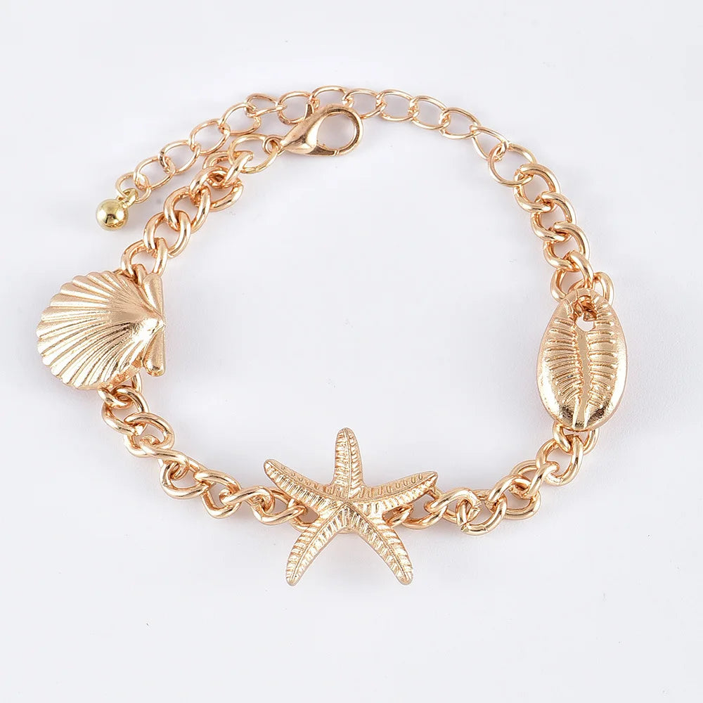 Boho Mixed Shell Starfish Bracelet (5pcs) - Summer Beach Jewelry